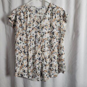Liz Claiborne Blouse BOHO Cottagecore Floral XXL Plus Prairie Chic Flowy granny